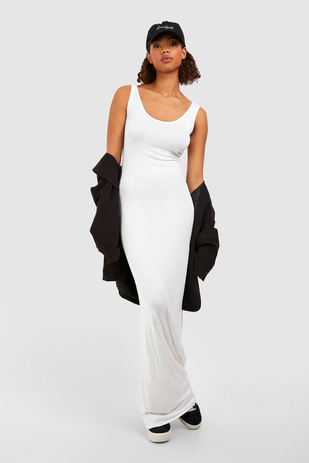 white basic maxi dress