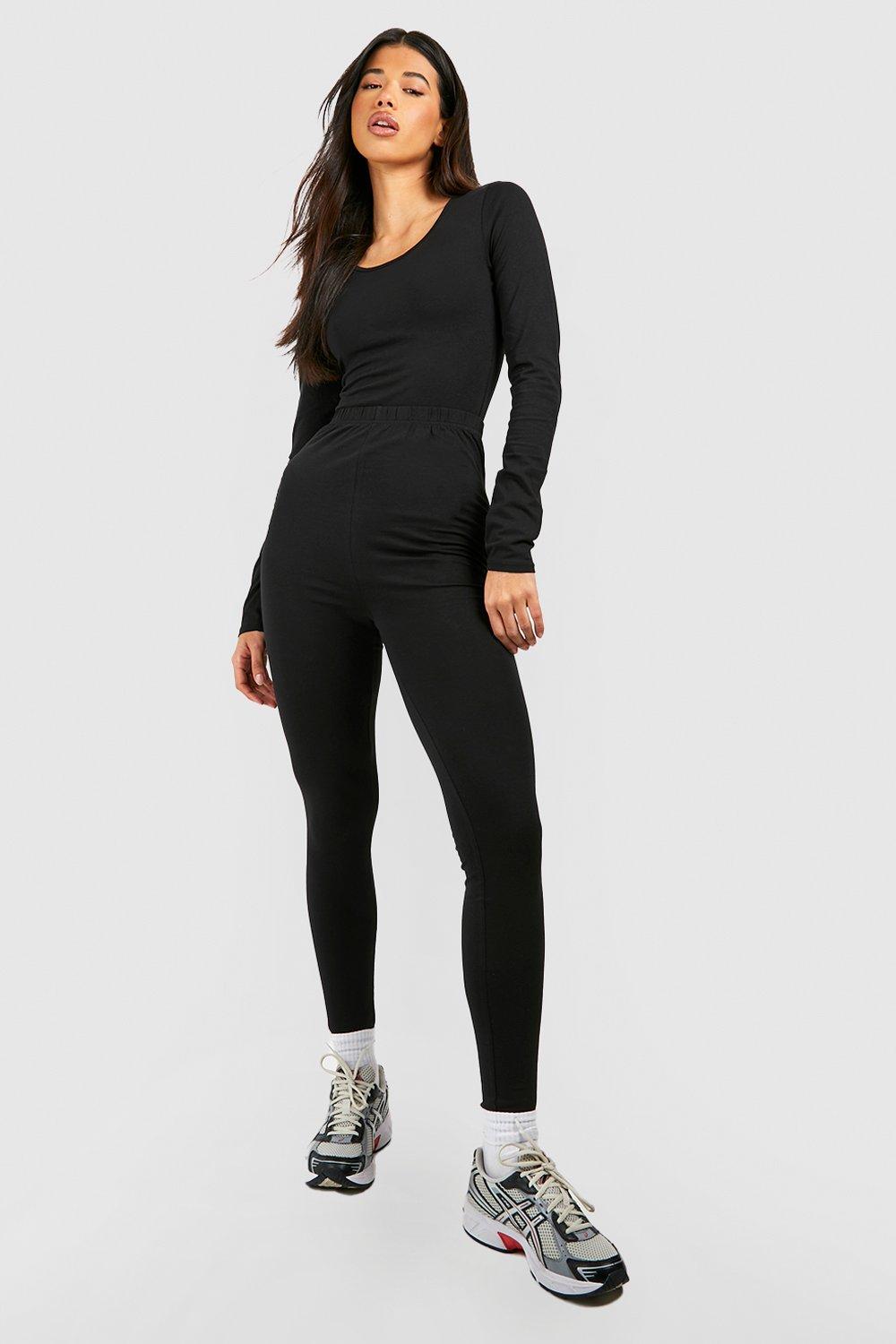 Women's Black Tall Long Sleeve Basic Bodysuit