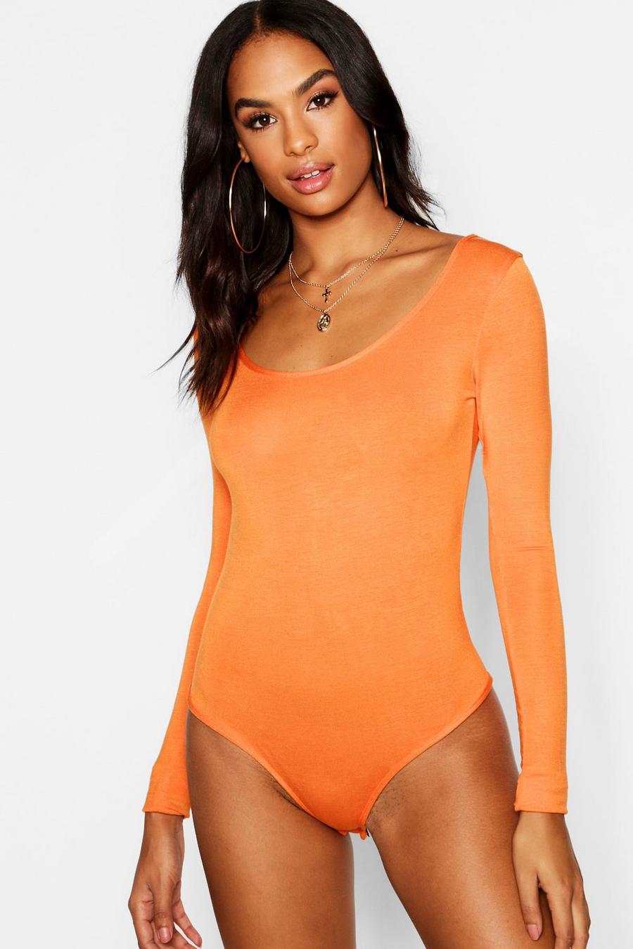 Orange Tall Long Sleeve Basic Bodysuit image number 1