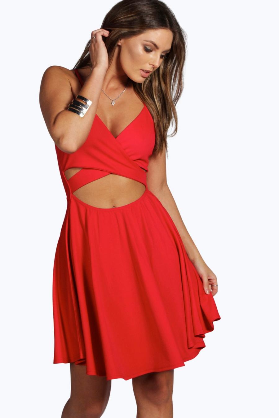 Evie Strappy Cross Front Skater Dress image number 1