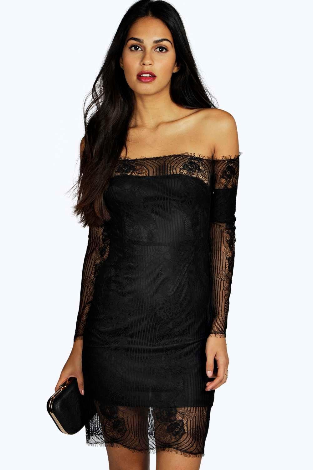 Boutique Iris Off Shoulder Lace Bodycon Dress