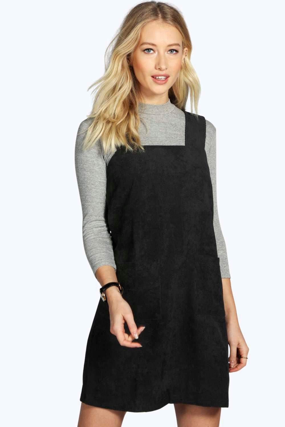 black corduroy pinafore