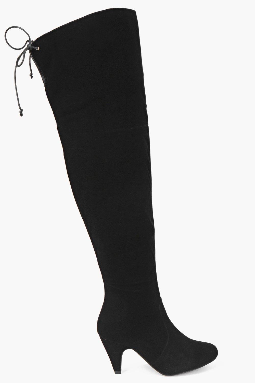 black low heel over the knee boots