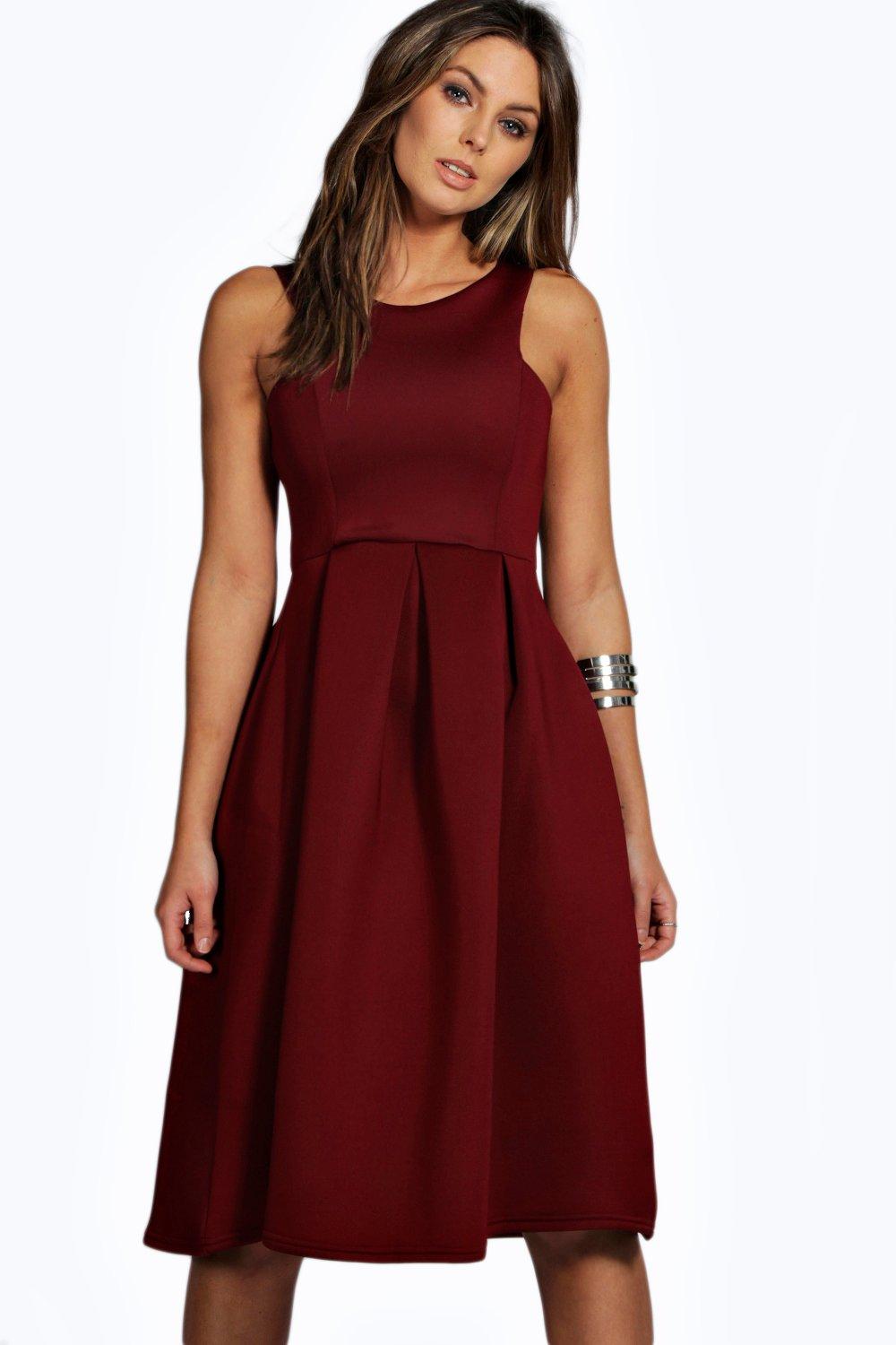 scuba cutaway neckline midi dress