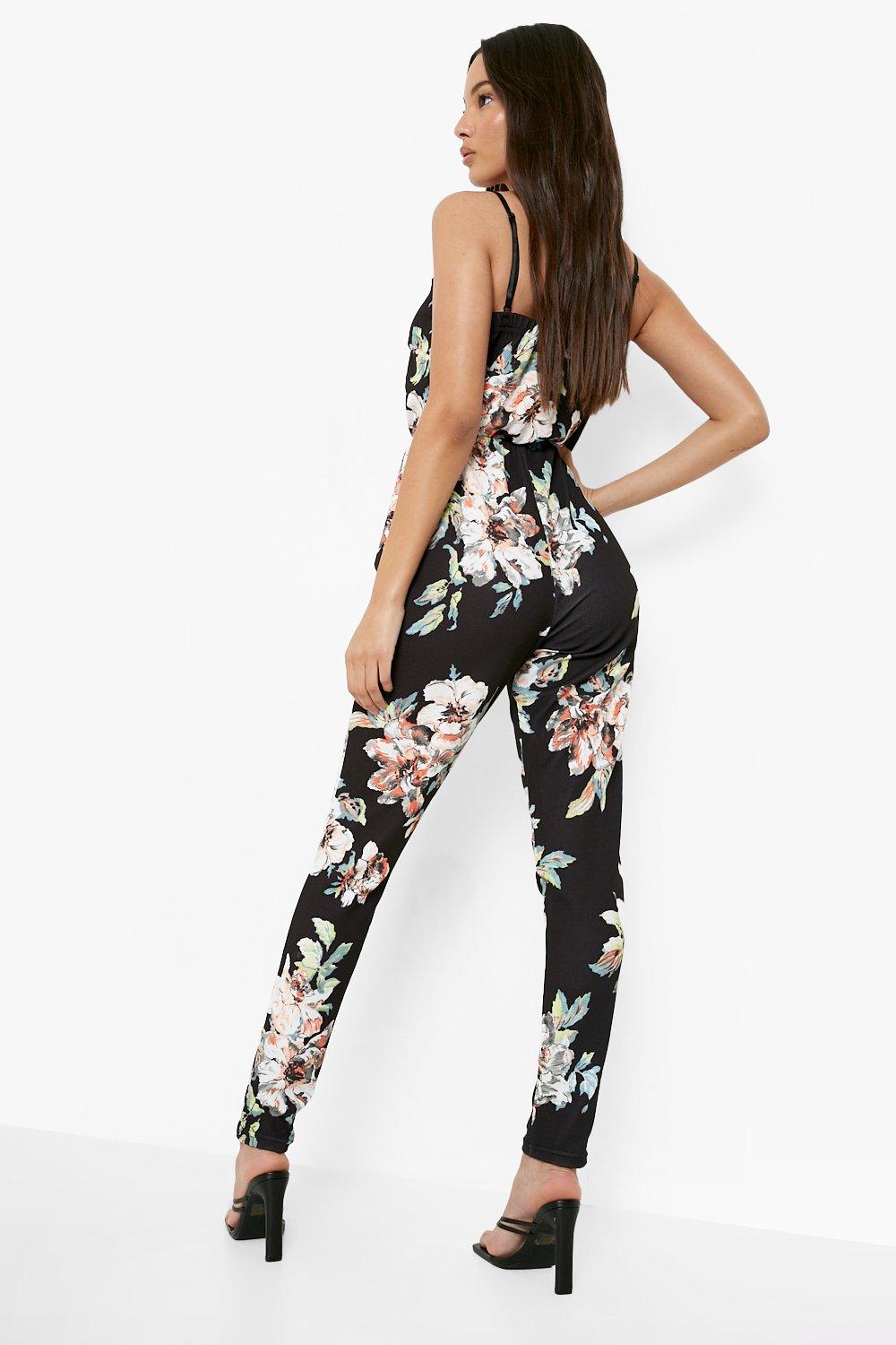 floral print cami wrap strappy jumpsuit