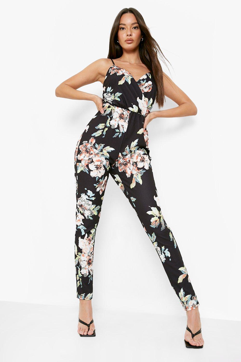 floral print cami wrap strappy jumpsuit