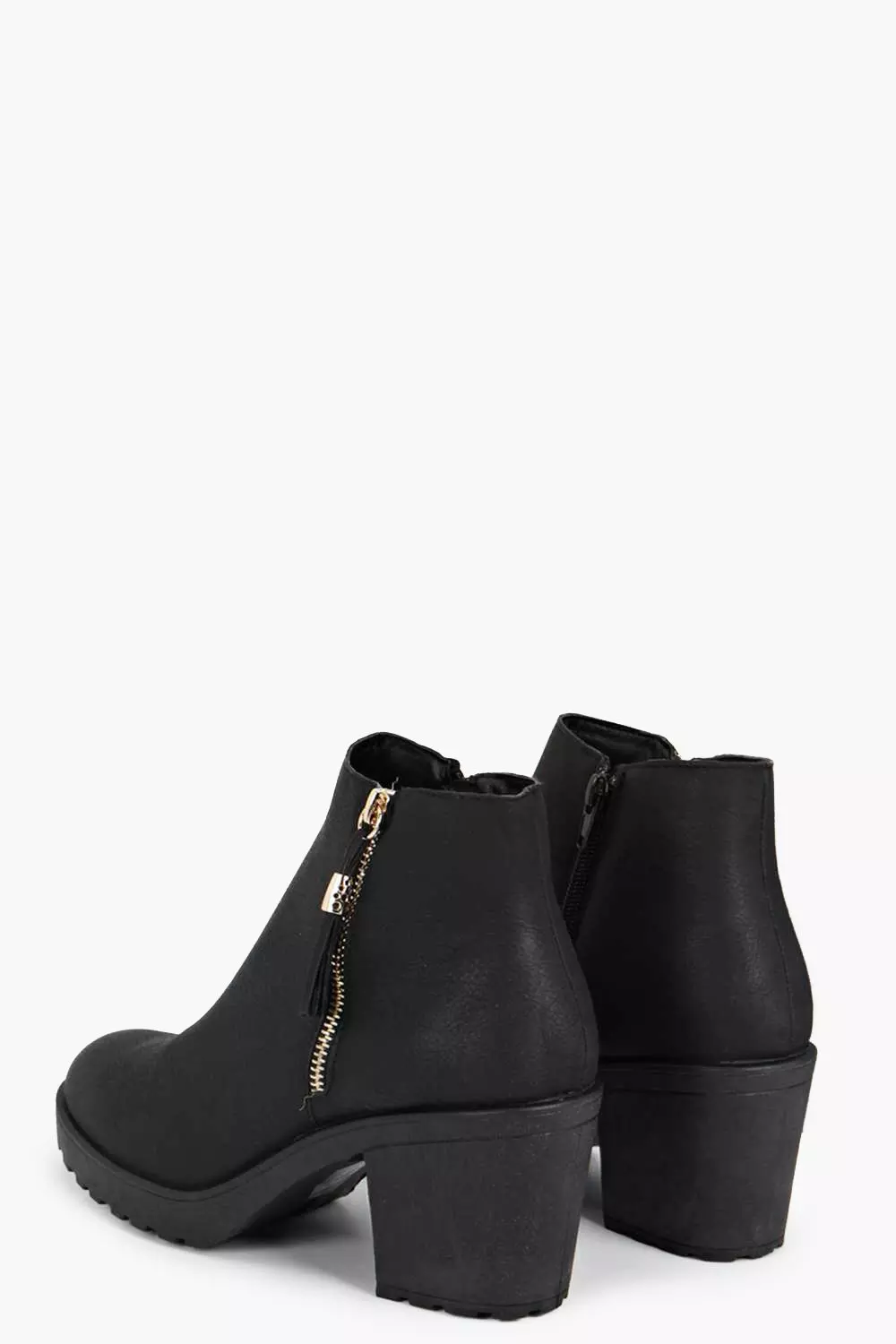 Black Fringe Trim Block Heel Chelsea Boots alternative image