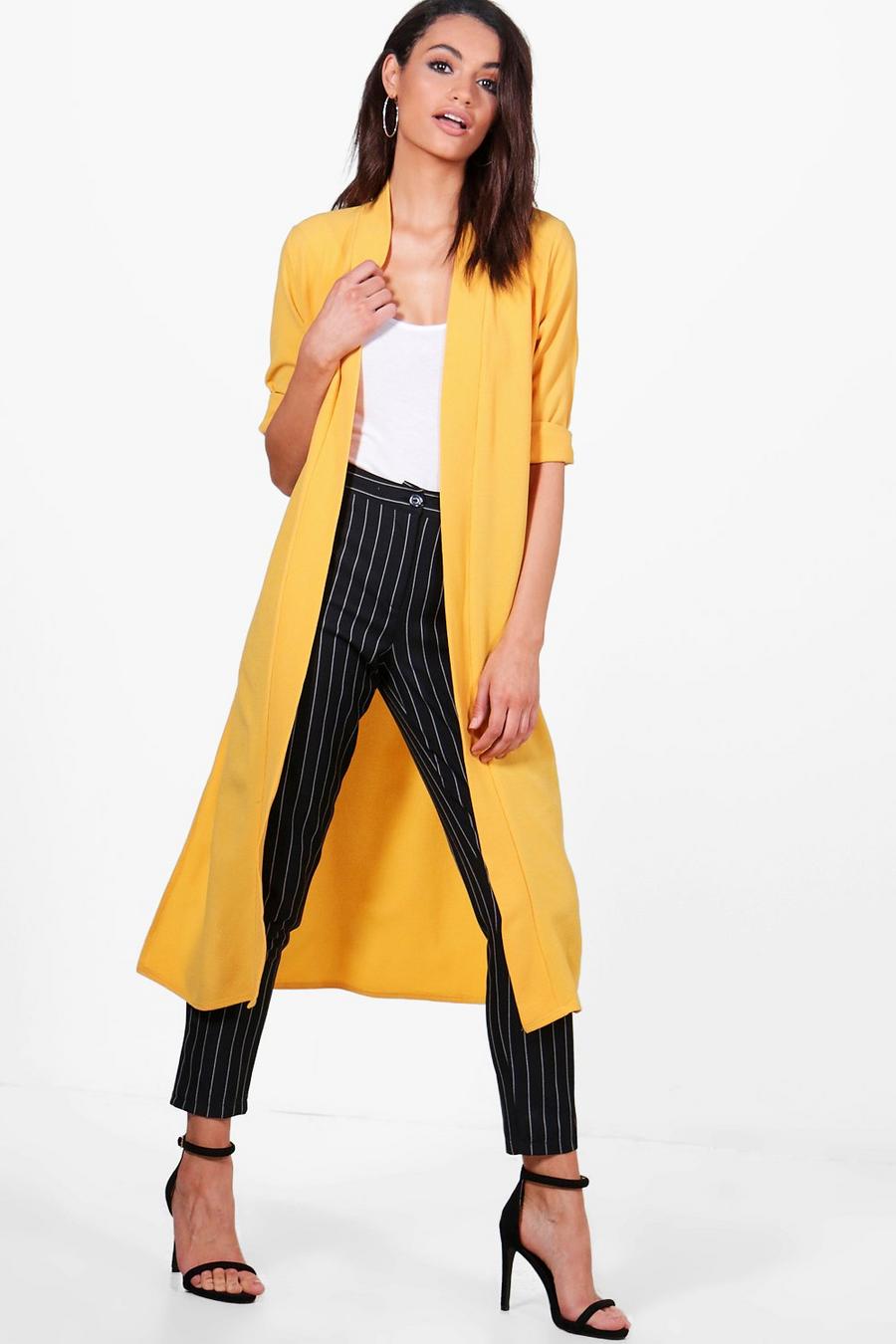 Mustard yellow Turn Up Cuff Duster Coat image number 1