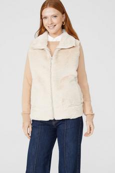 Maine natural Faux Fur Gilet With Sheepskin Liner
