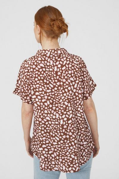 Maine brown Printed Short Sleeve Shirt