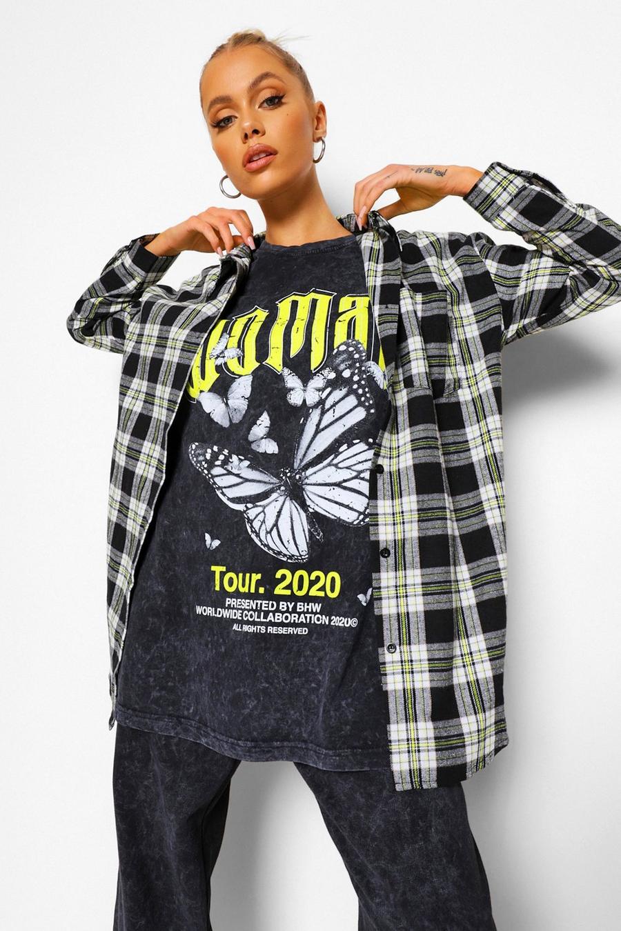 Woman Oversized-T-Shirt mit Schmetterling-Print , Gelb image number 1