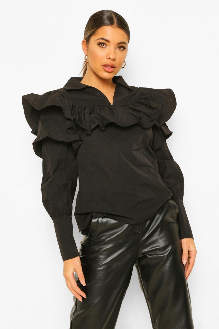 Black Skjorta med volanger image number 1