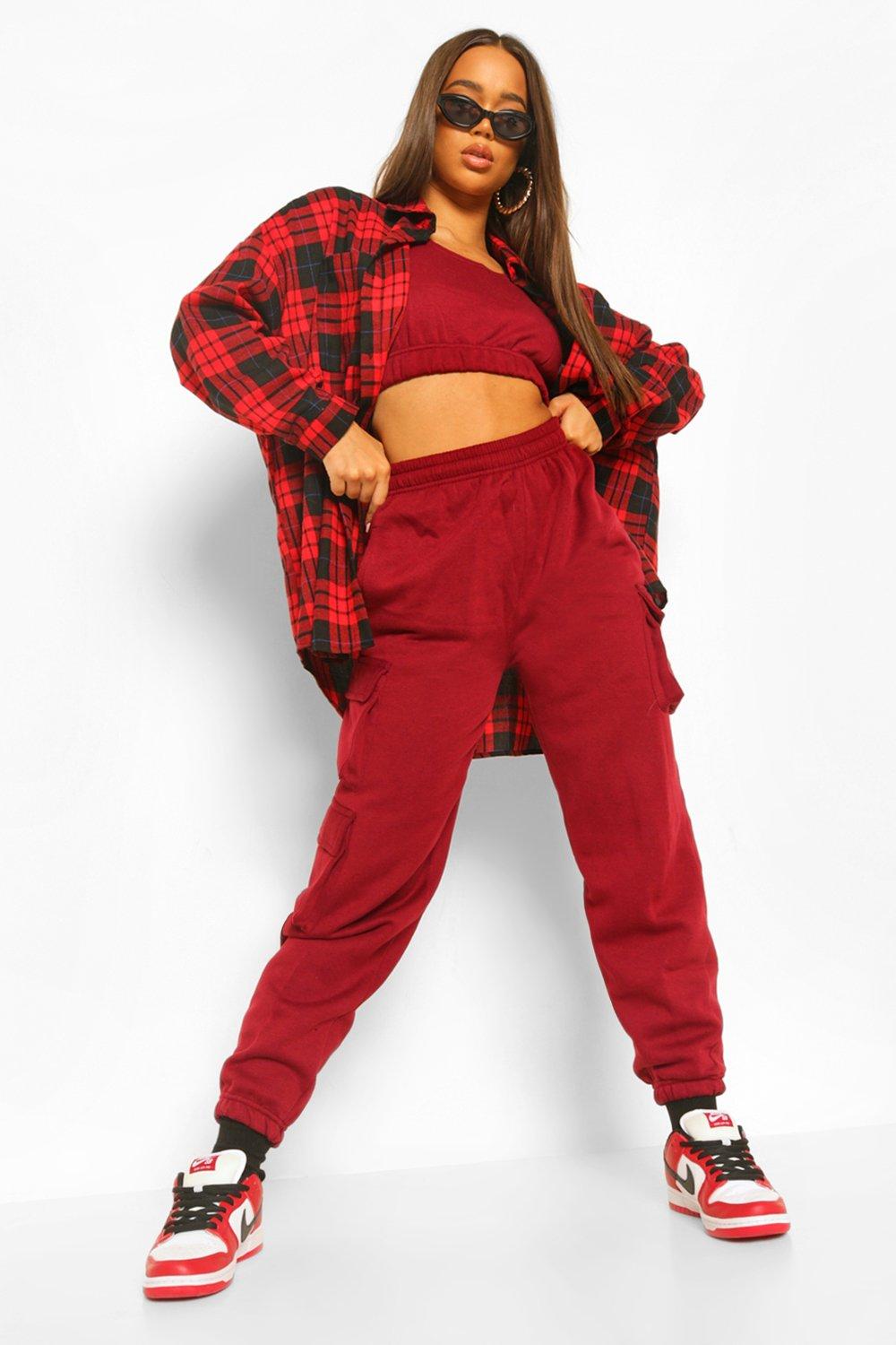 Crop Top and Cargo Pant Joggers Set boohoo FI