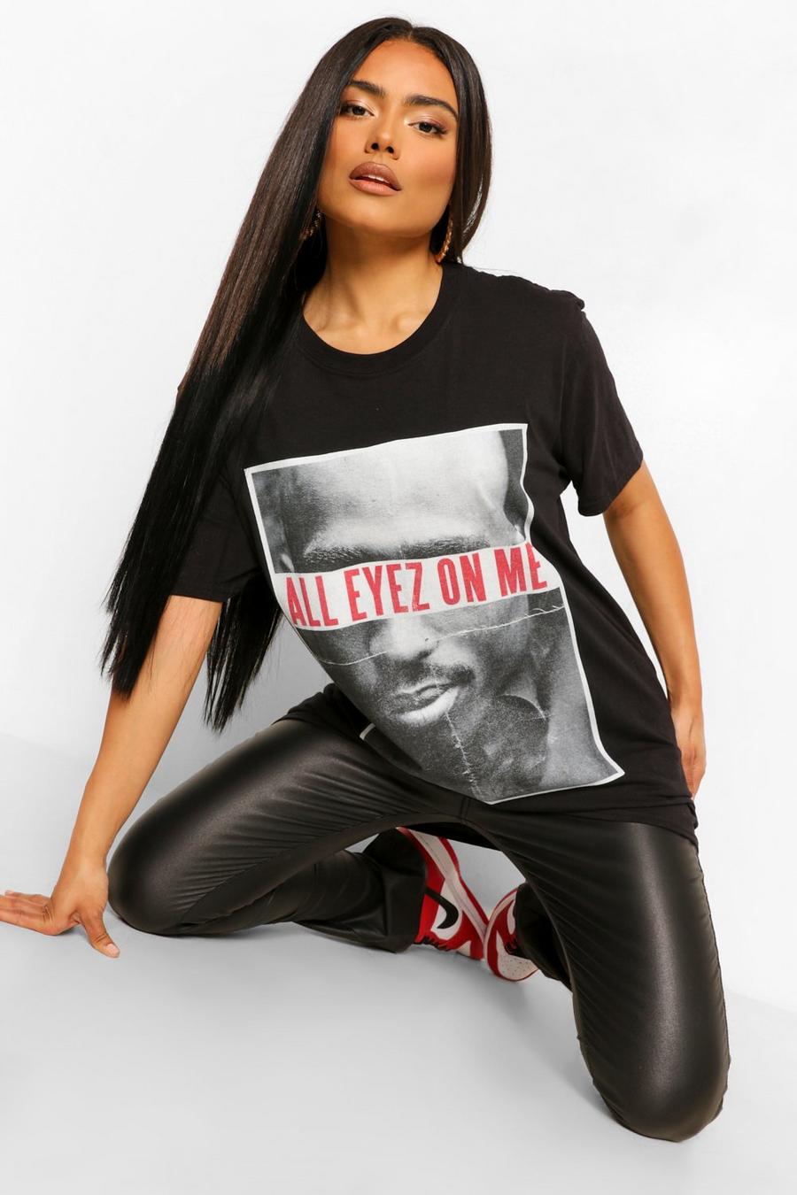Black Tupac All Eyez On Me License Print T-shirt image number 1