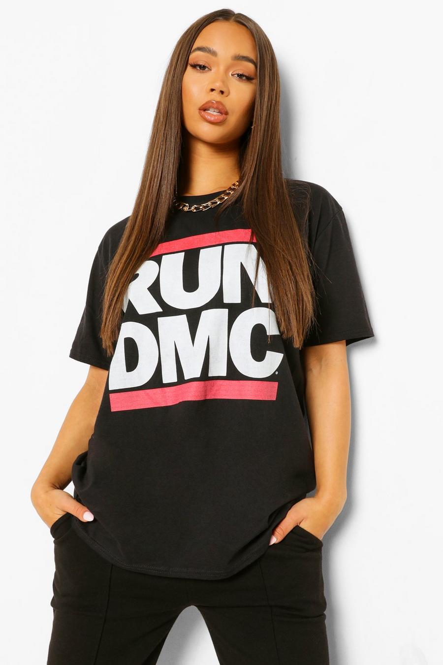 Black Run Dmc License Print T-shirt image number 1