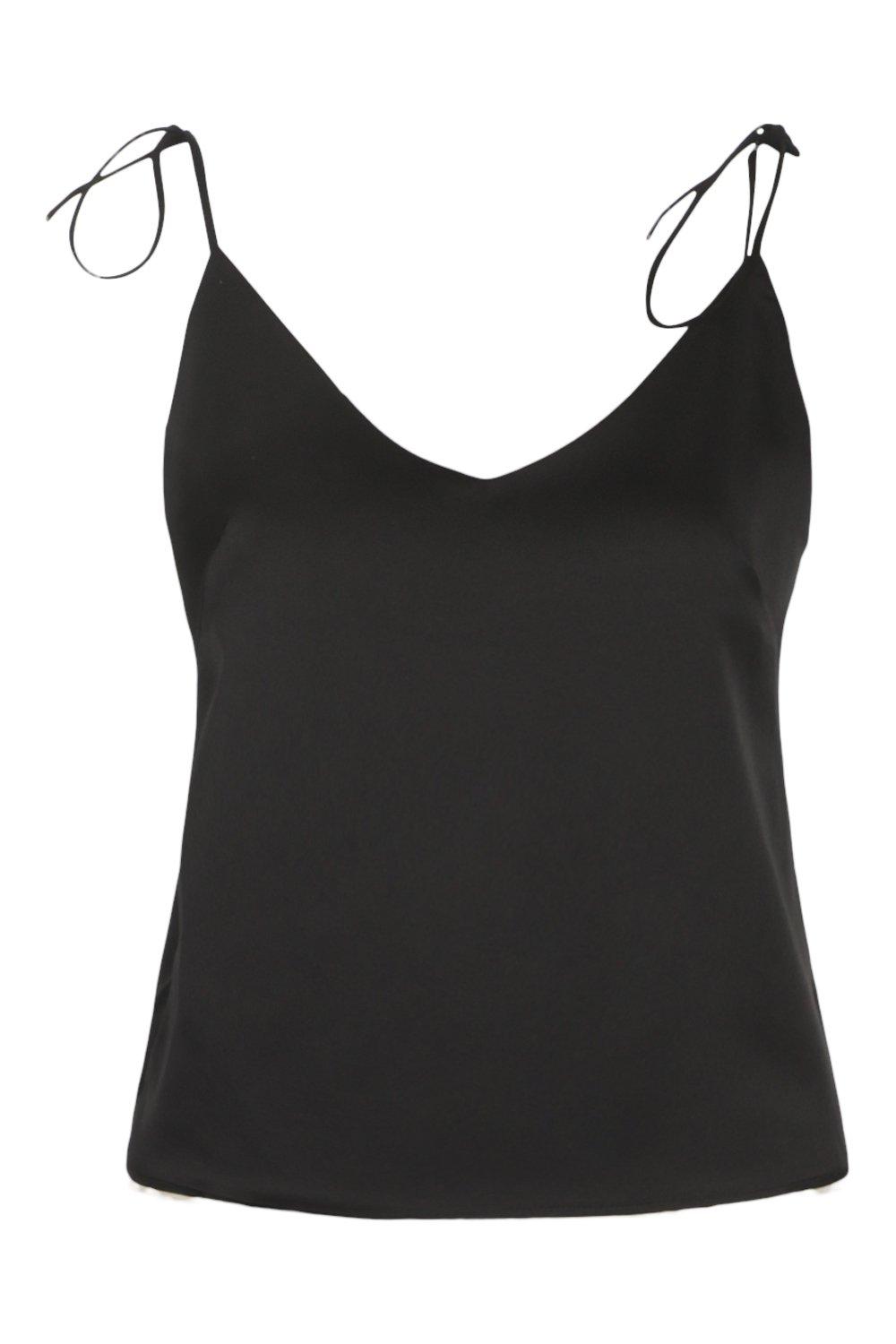 Midi strappy cami with knot outlet front plunge in satin