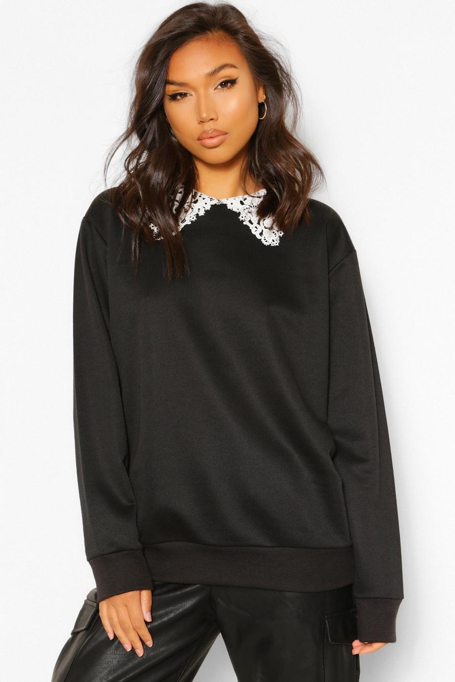 Black Peter Pan Oversized Sweatshirt image number 1