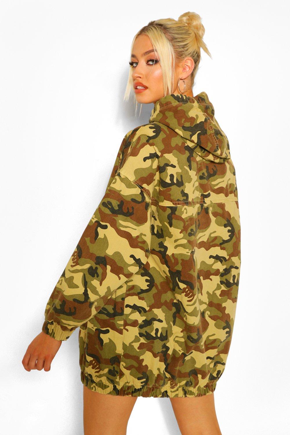 Camo zip best sale up denim dress