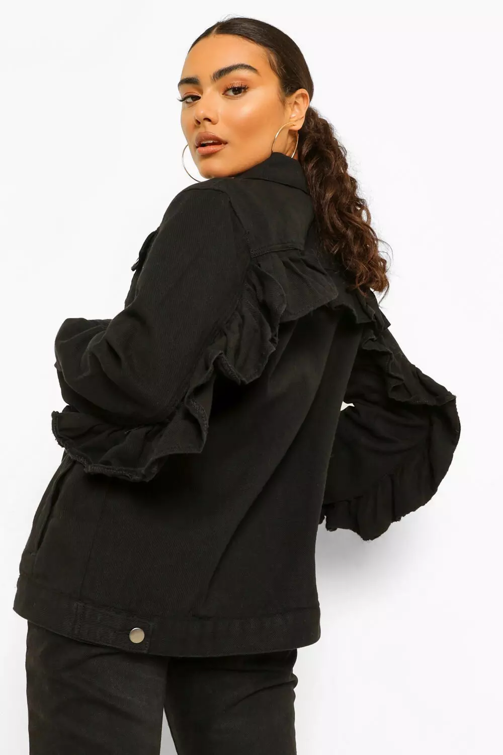 Denim jacket sale frill shoulder