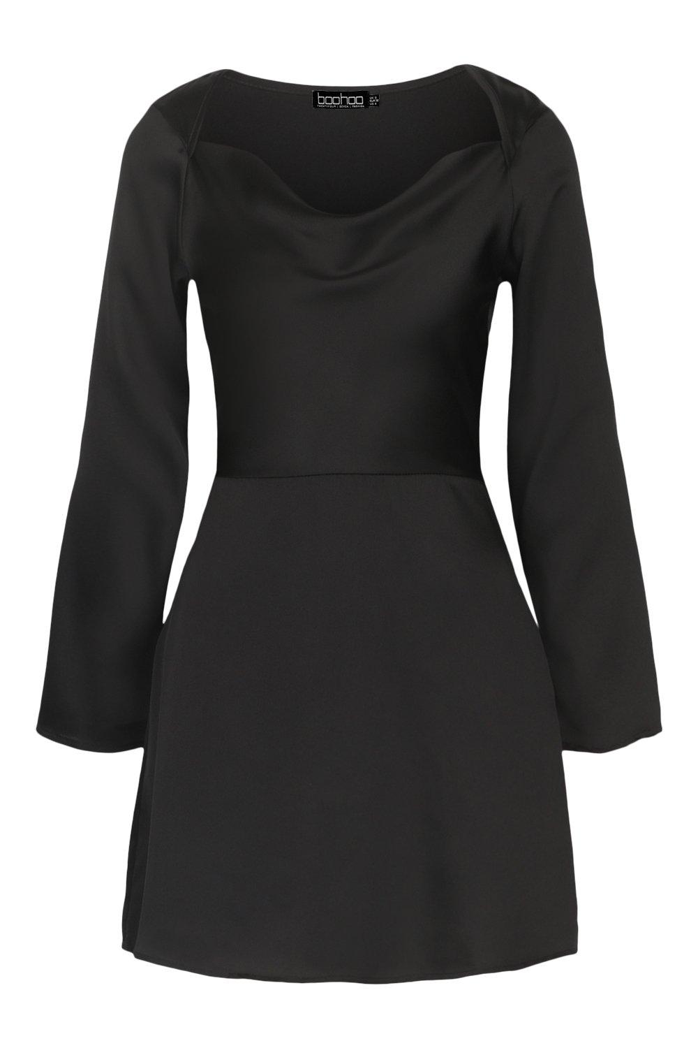 Square Cowl Neck Satin Slip Dress | boohoo USA