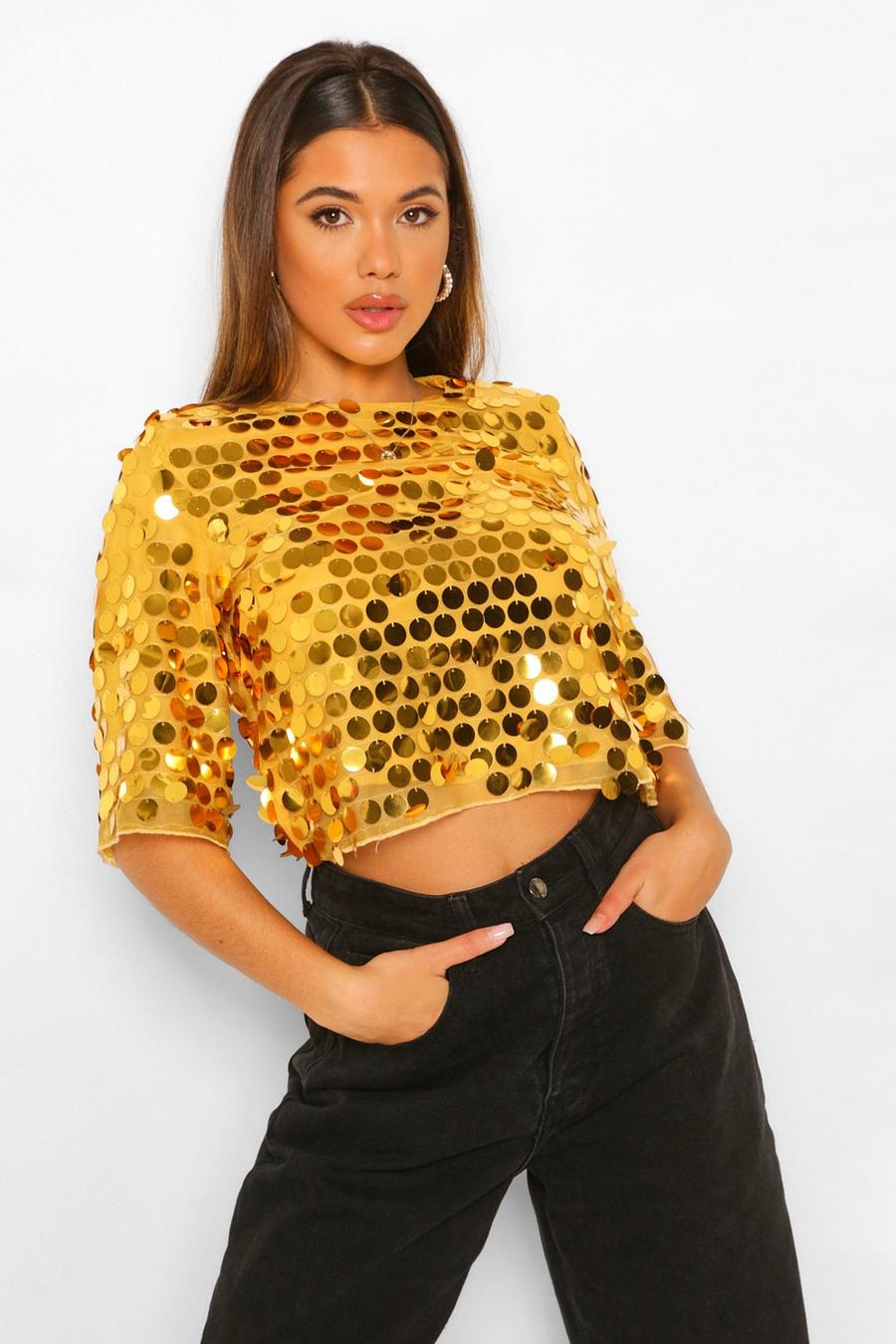 Gold Sequin Disc Top image number 1