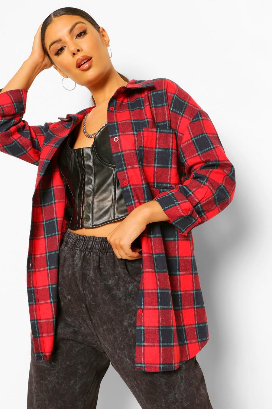 Berry Oversized Checked Shirt image number 1