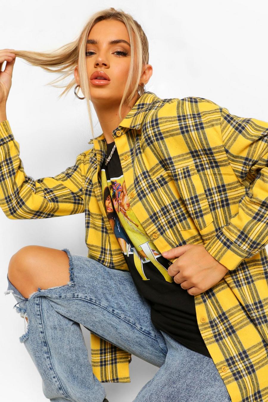 Mustard Oversized Checked Shirt image number 1