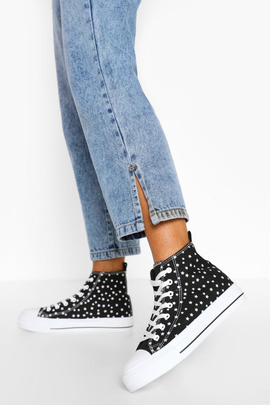 Star Print Canvas High Top Sneakers image number 1