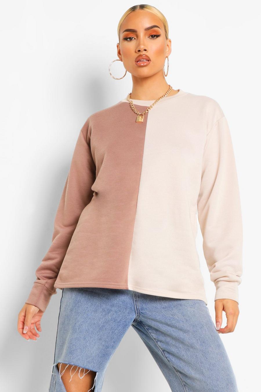 Chestnut Colorblock Oversized Sweatshirt image number 1