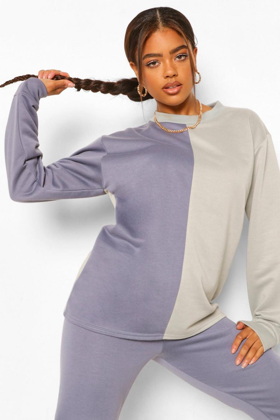 Oversized-Sweatshirt im Colorblock-Design, Petrol image number 1