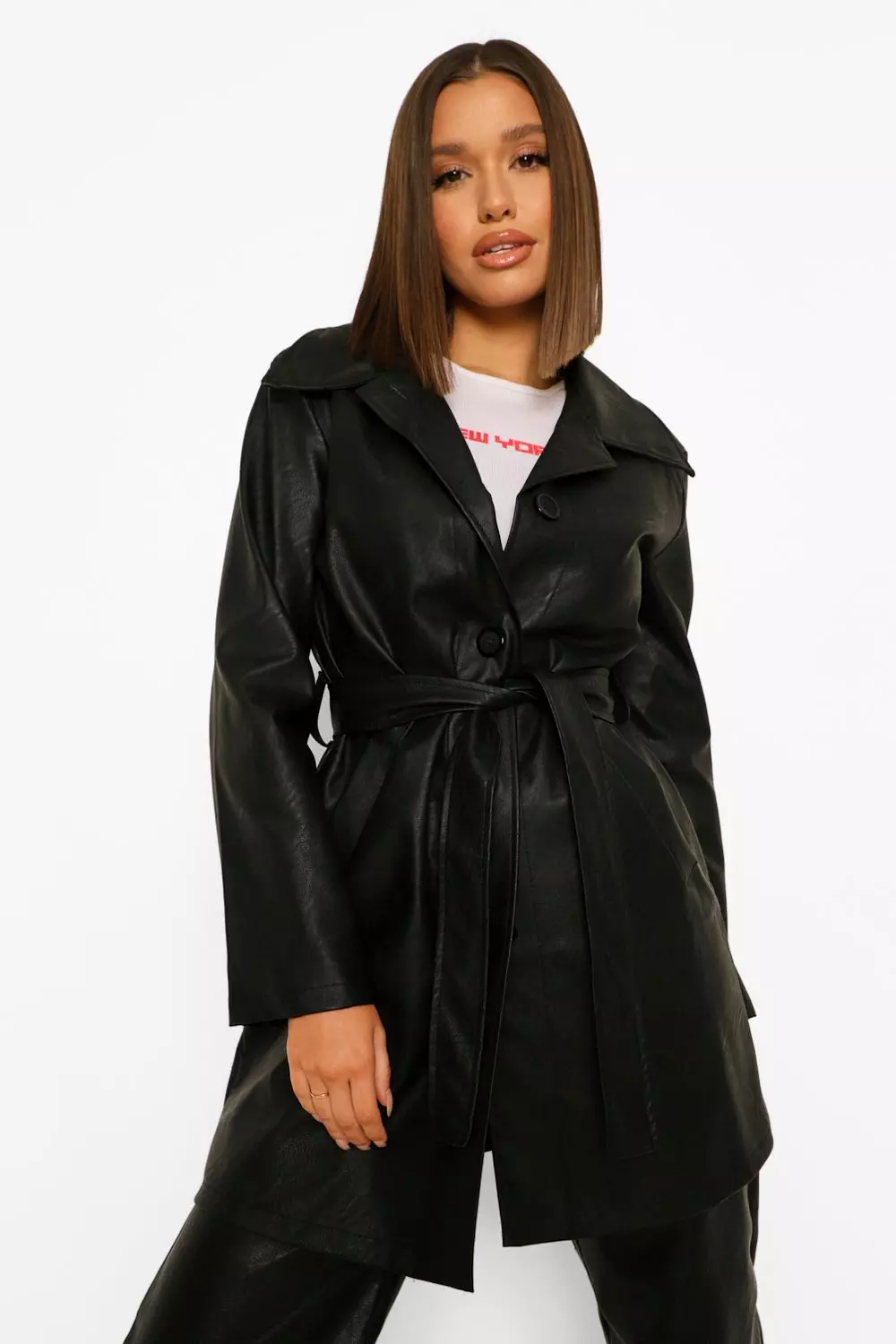 Belted 2025 leather coat