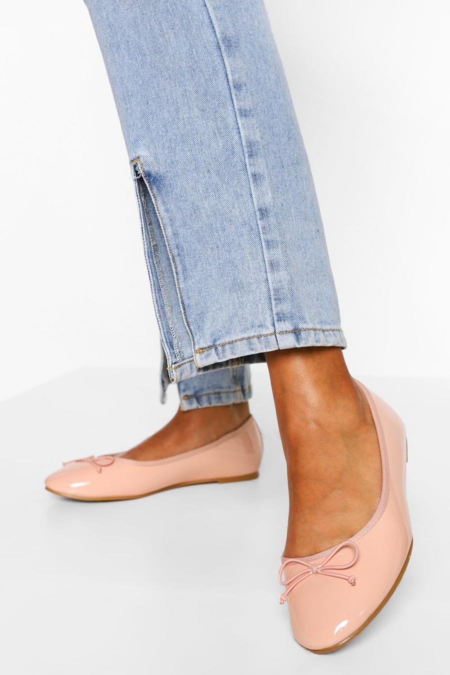 Nude Wide Fit Round Toe Ballet Flats