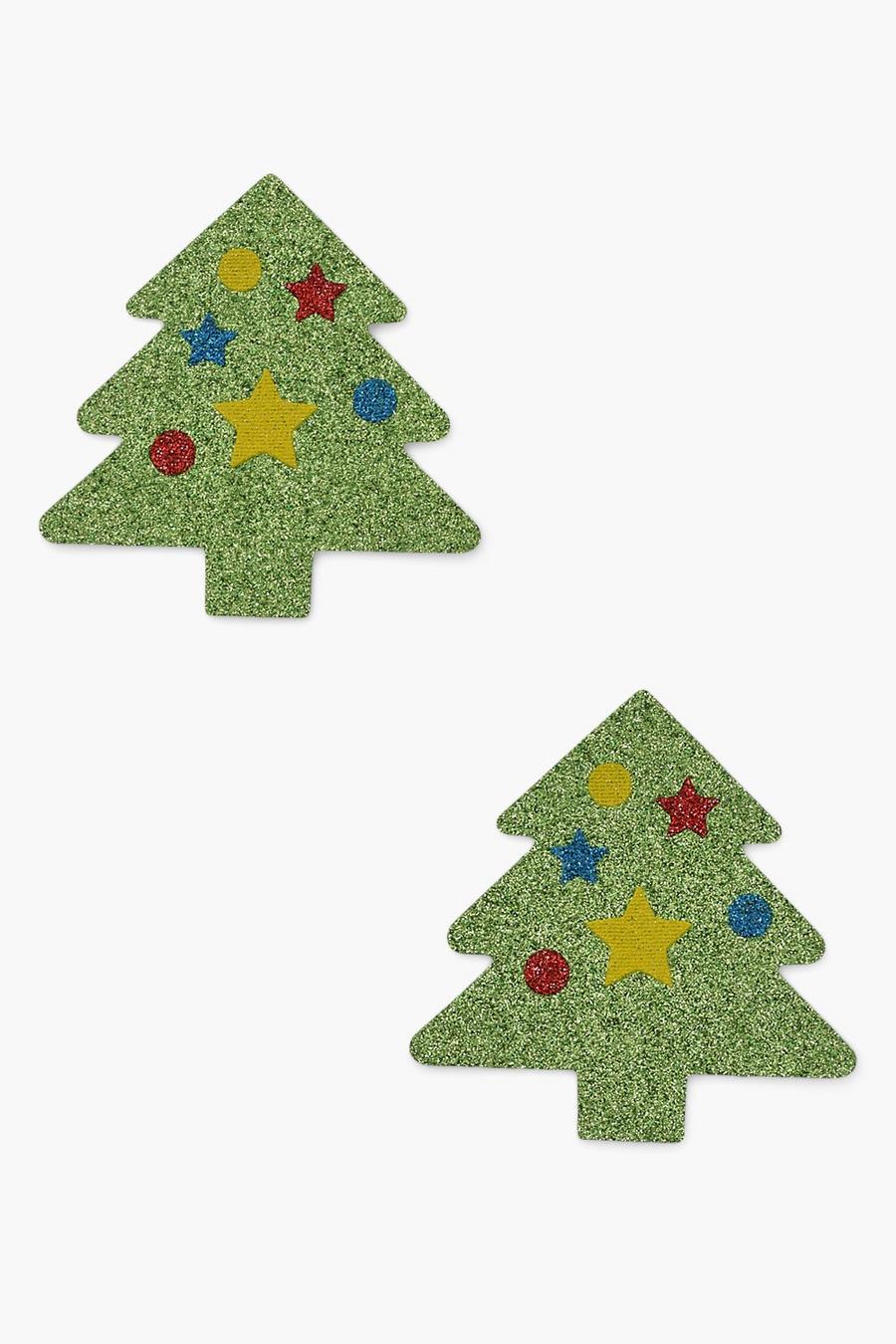 Green Christmas Tree Glitter Nipple Covers image number 1