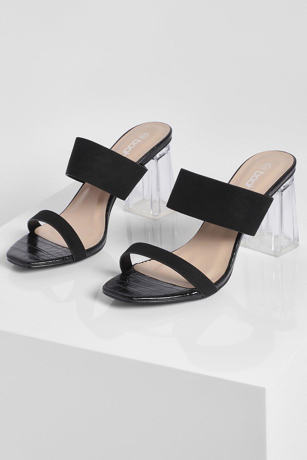 Wide Fit 2 Strap Block Heel Mules boohoo AU