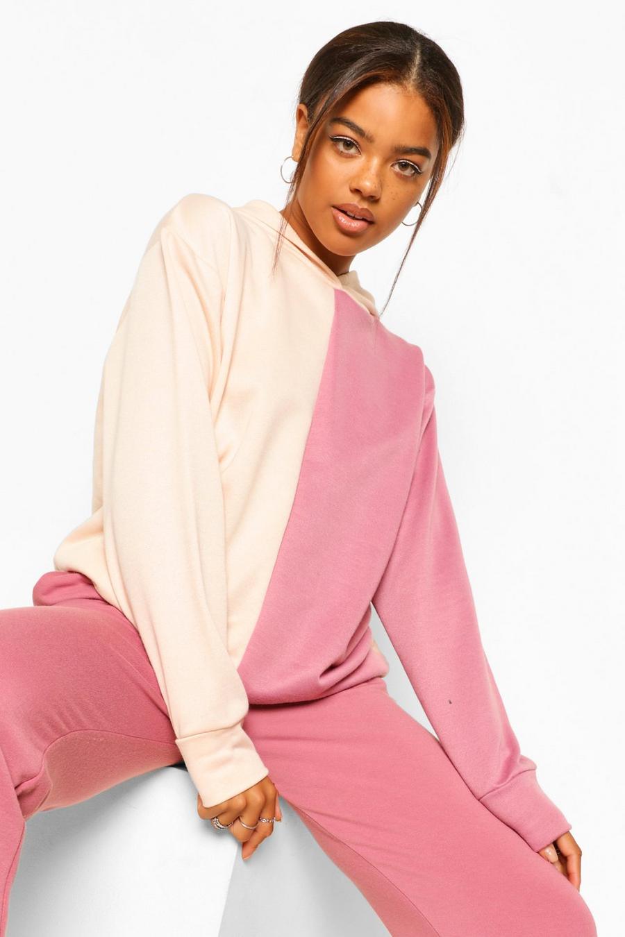 Rose Colorblock Oversized Hoodie image number 1