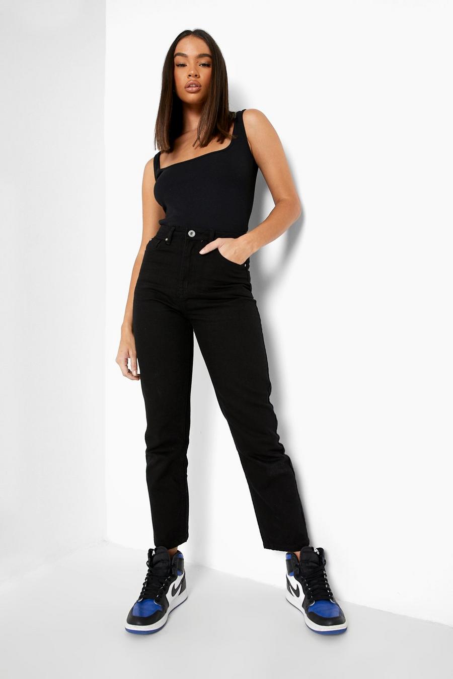 Black Basics High Waisted Straight Fit Jeans image number 1