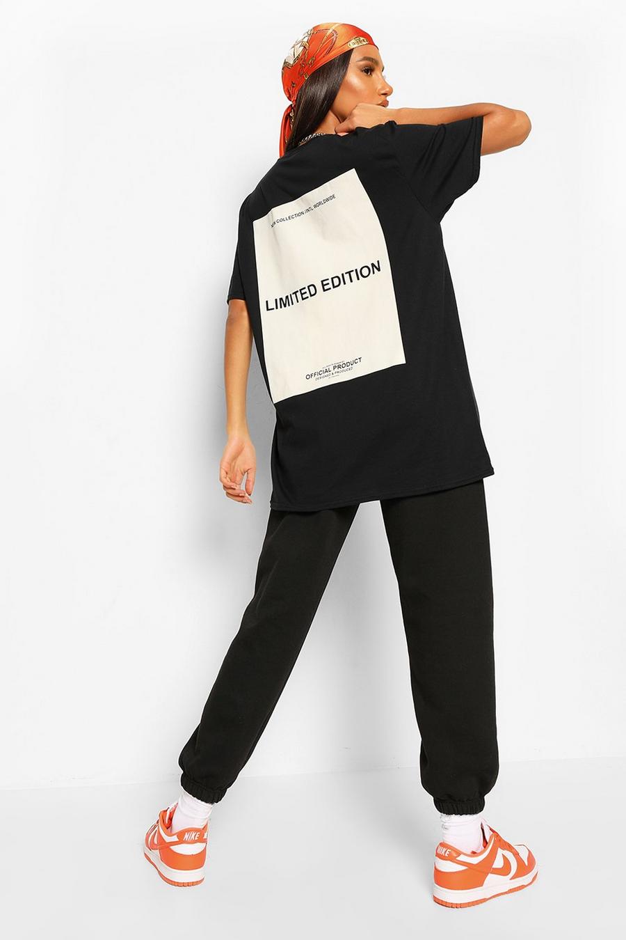 Camiseta oversize con estampado Limited Edition en la espalda, Negro nero