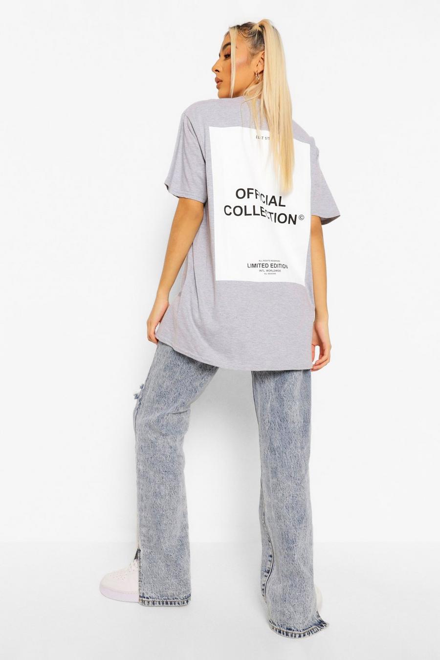 Grey marl Oversized Official Collection Back Graphic T-Shirt image number 1