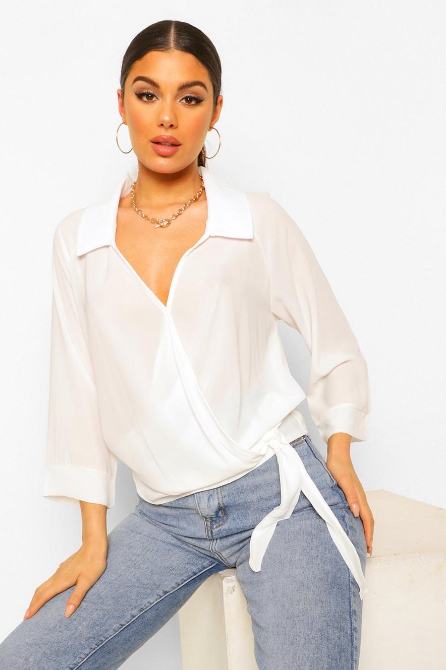Wrap Front Knot Side Blouse image number 1