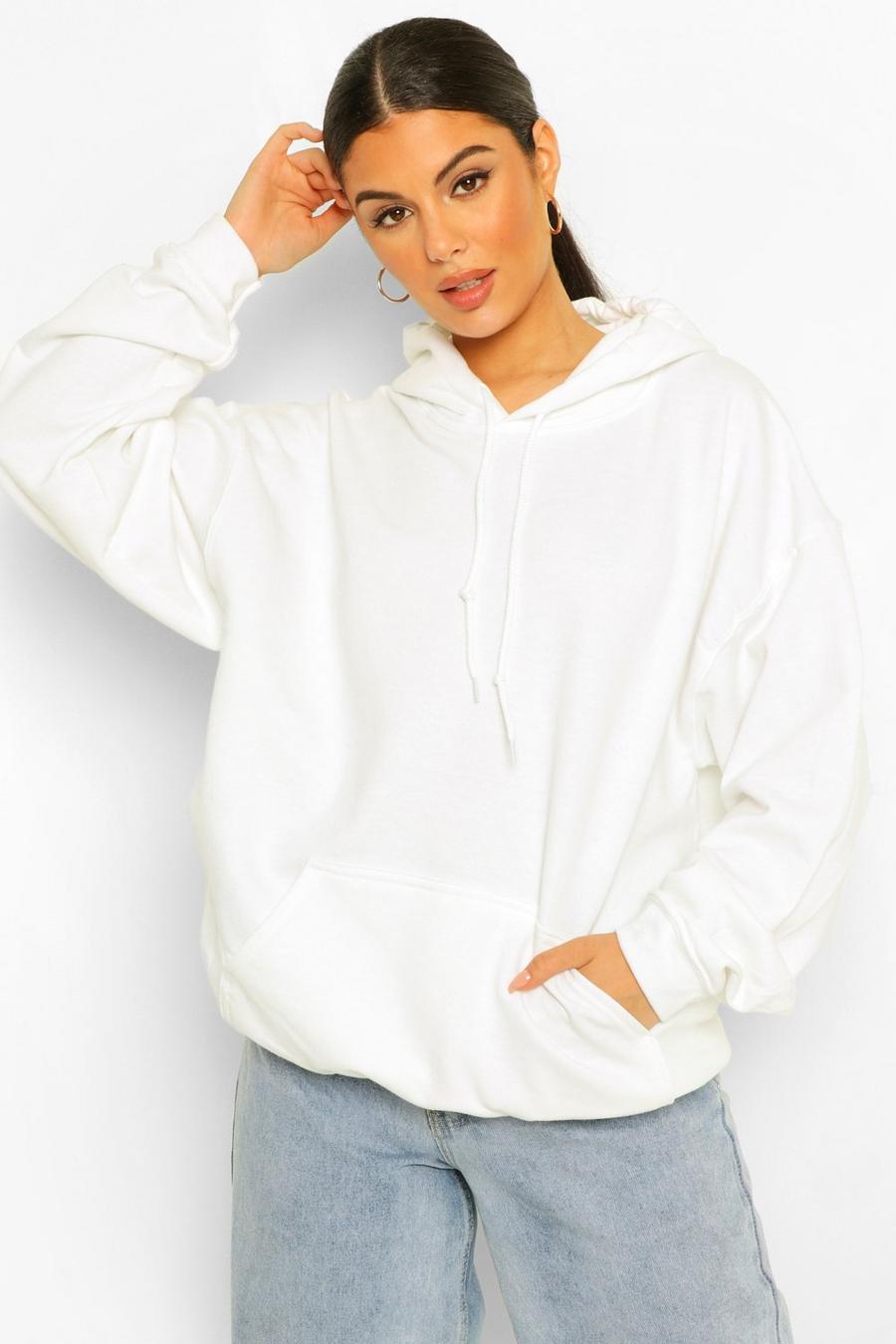 Sudadera con capucha ancha blanca , Blanco image number 1