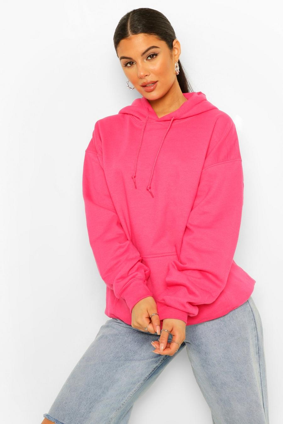 Bright pink Oversize hoodie i rosa image number 1