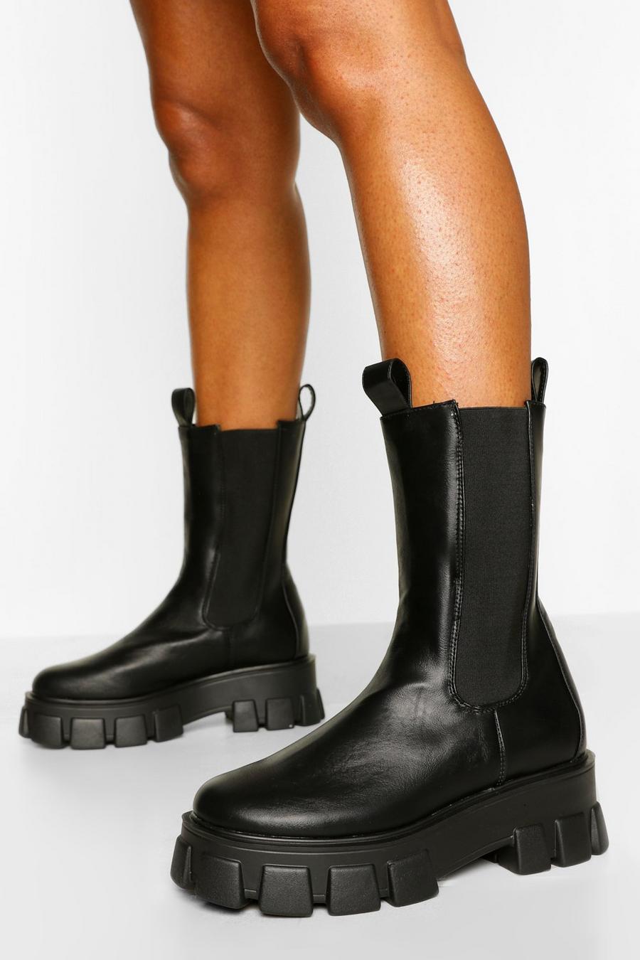 Black Cleated High Ankle Chelsea Boot image number 1