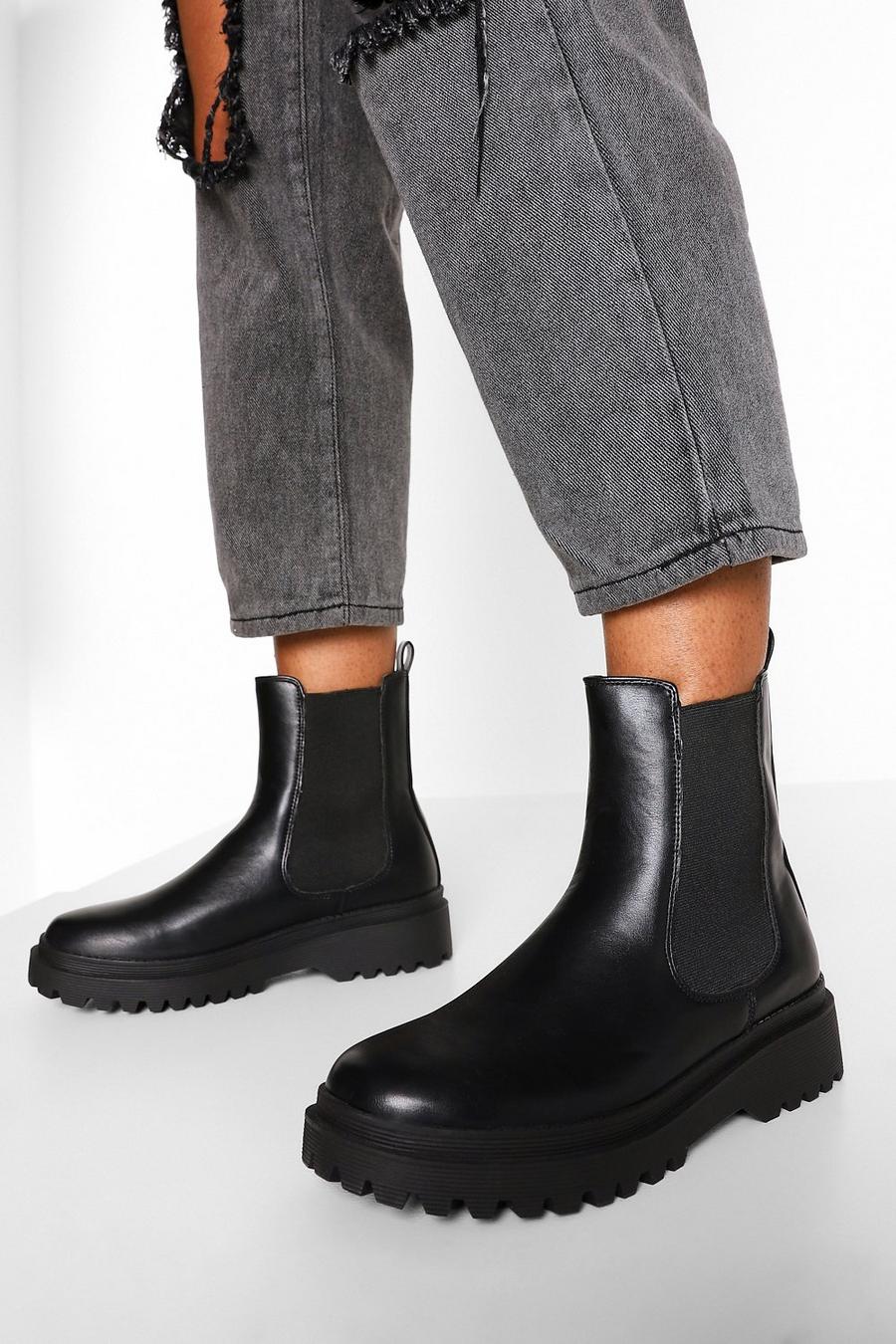 Black Wide Fit Chunky Sole Chelsea Boot image number 1