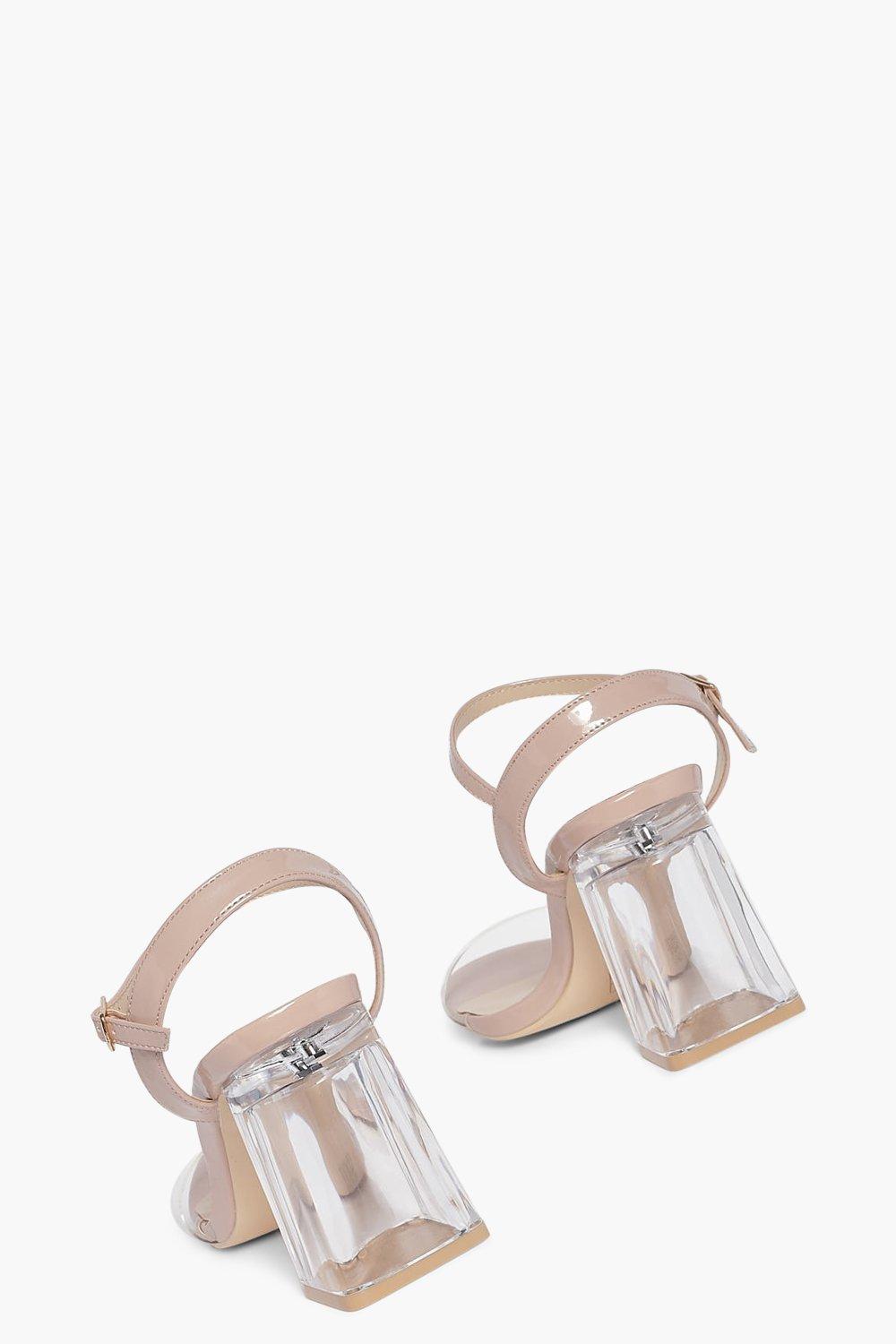 Mid clear block heels best sale