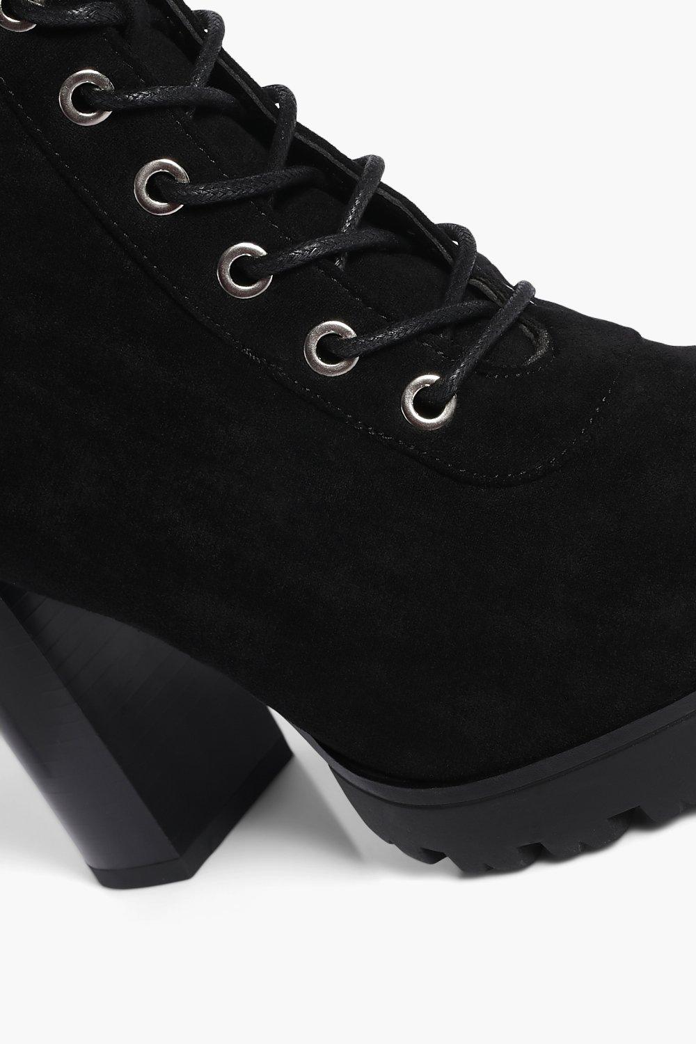 Lace Up Heeled Hiker Boot