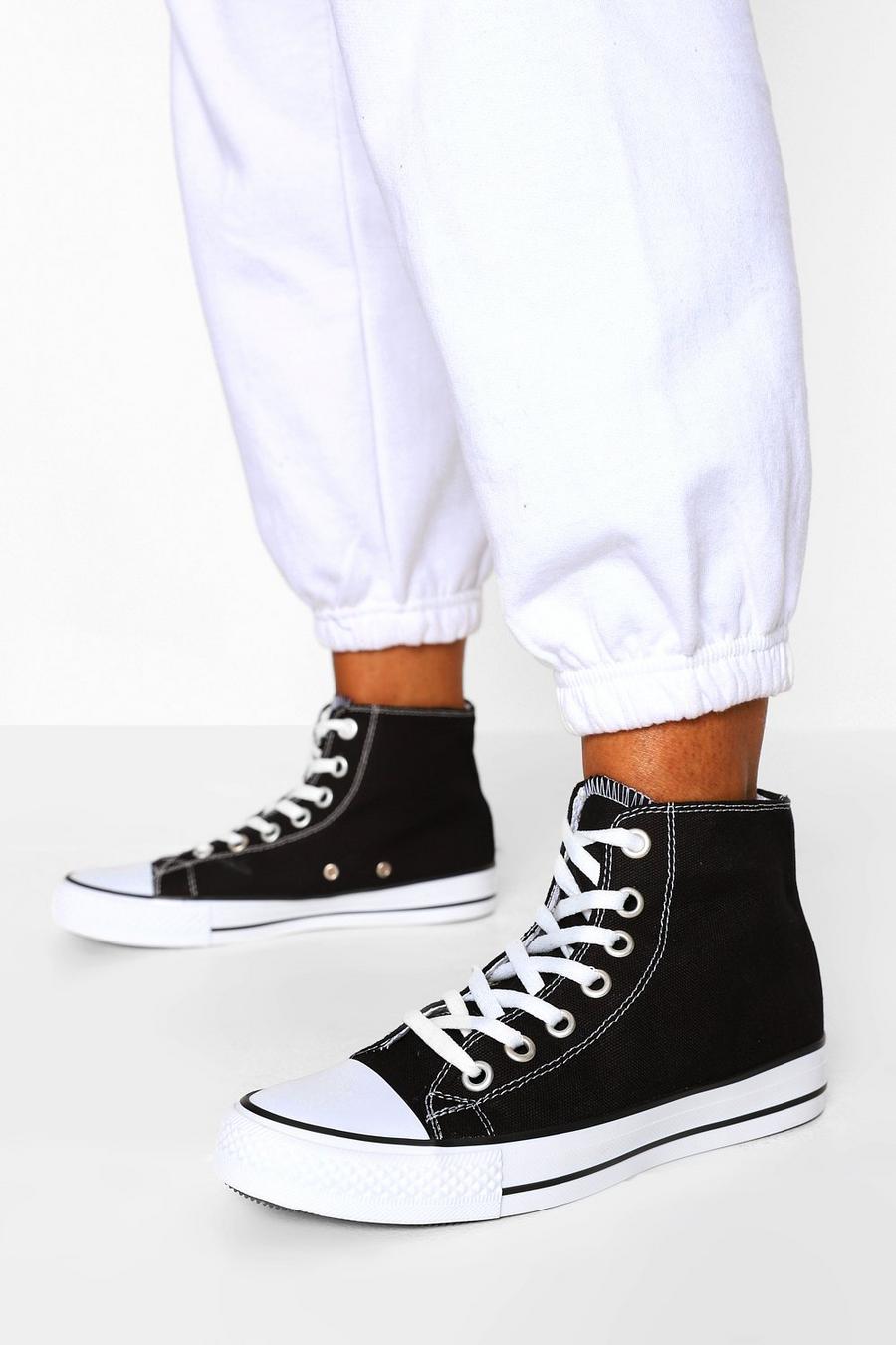 Black High Top Canvas Sneakers image number 1