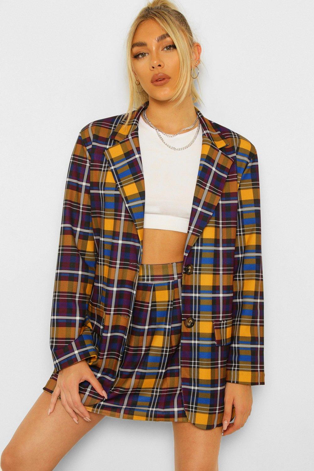 Yellow hot sale checked blazer