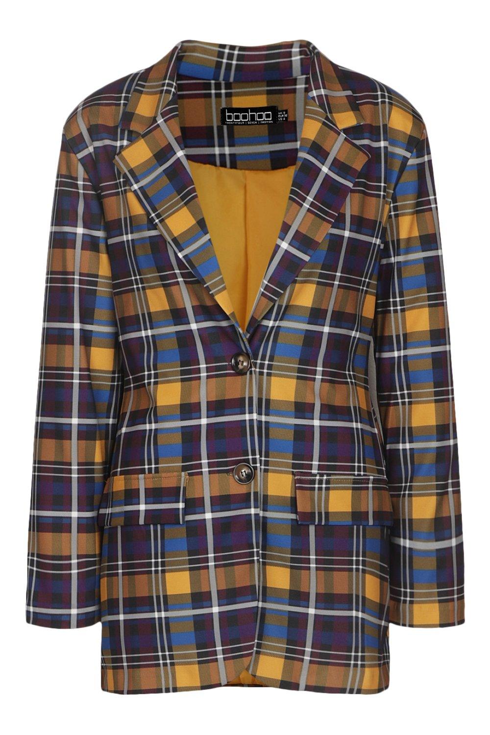 Checked hot sale yellow blazer