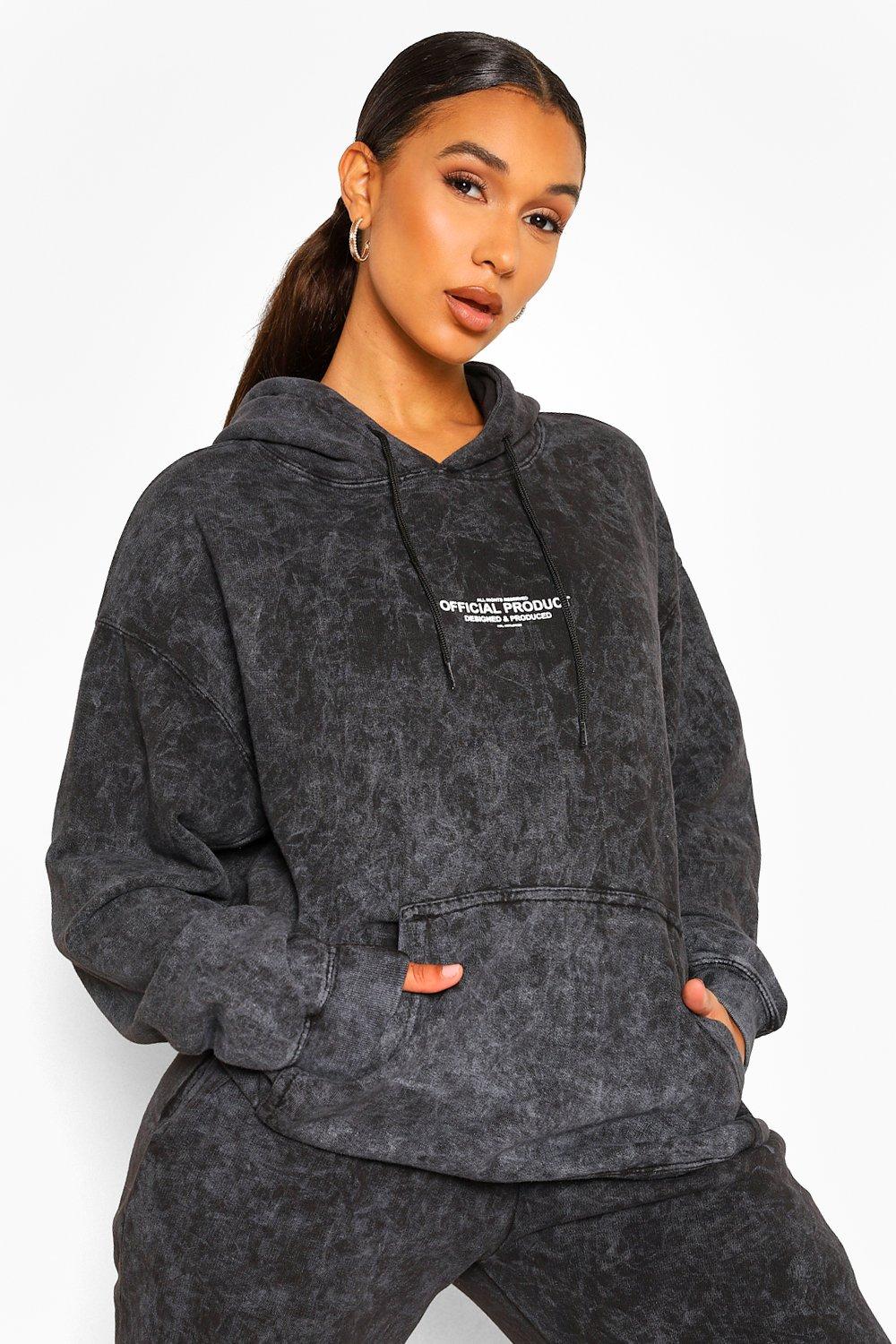 Acid Wash Official Product Oversized Hoodie   boohoo