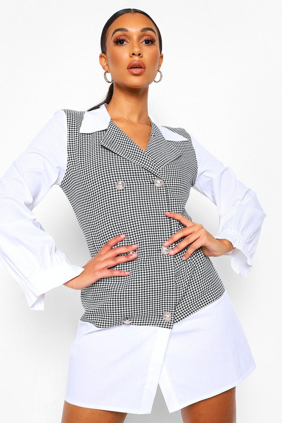 Dogtooth Boucle Button Front Shirt Dress image number 1